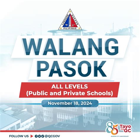 walang pasok announcement today quezon city